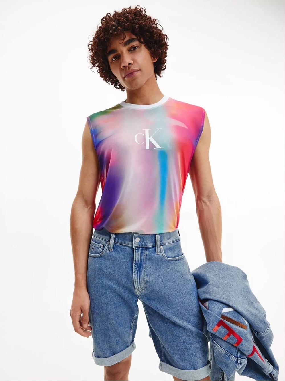 Calvin Klein Rainbow Gradient Sleeveless Logo Tank Size XS